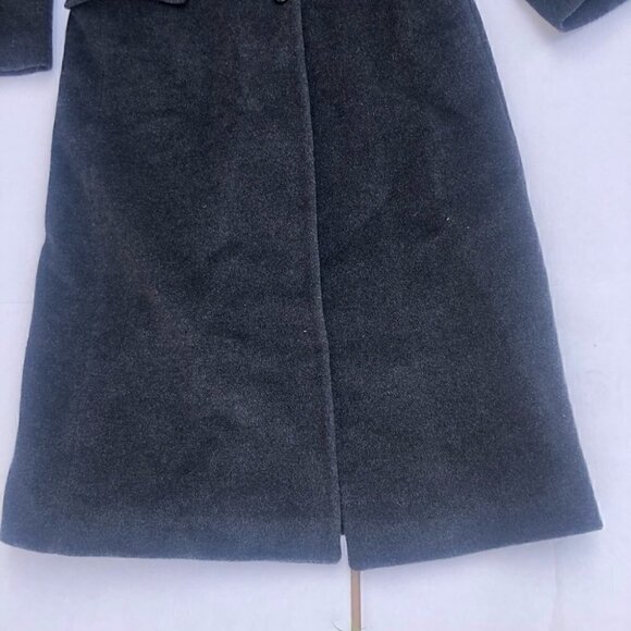 Donna Vittoria Italian Virgin Wool and Mohair Black/Charcoal Trench Coat Size 8 - Picture 5 of 16
